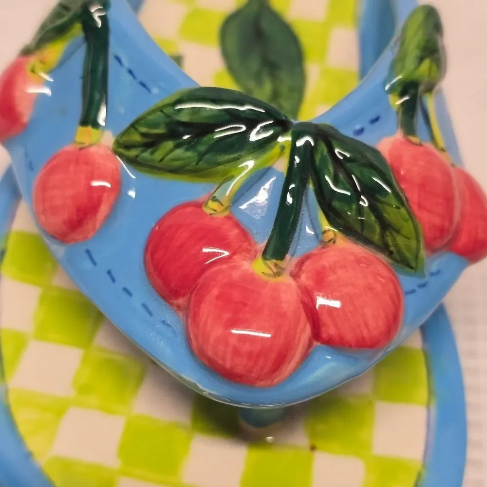Diane Artware Ceramic Flip Flop “Cherry Cobbler” Votive Candle Holder Y2K Summer
